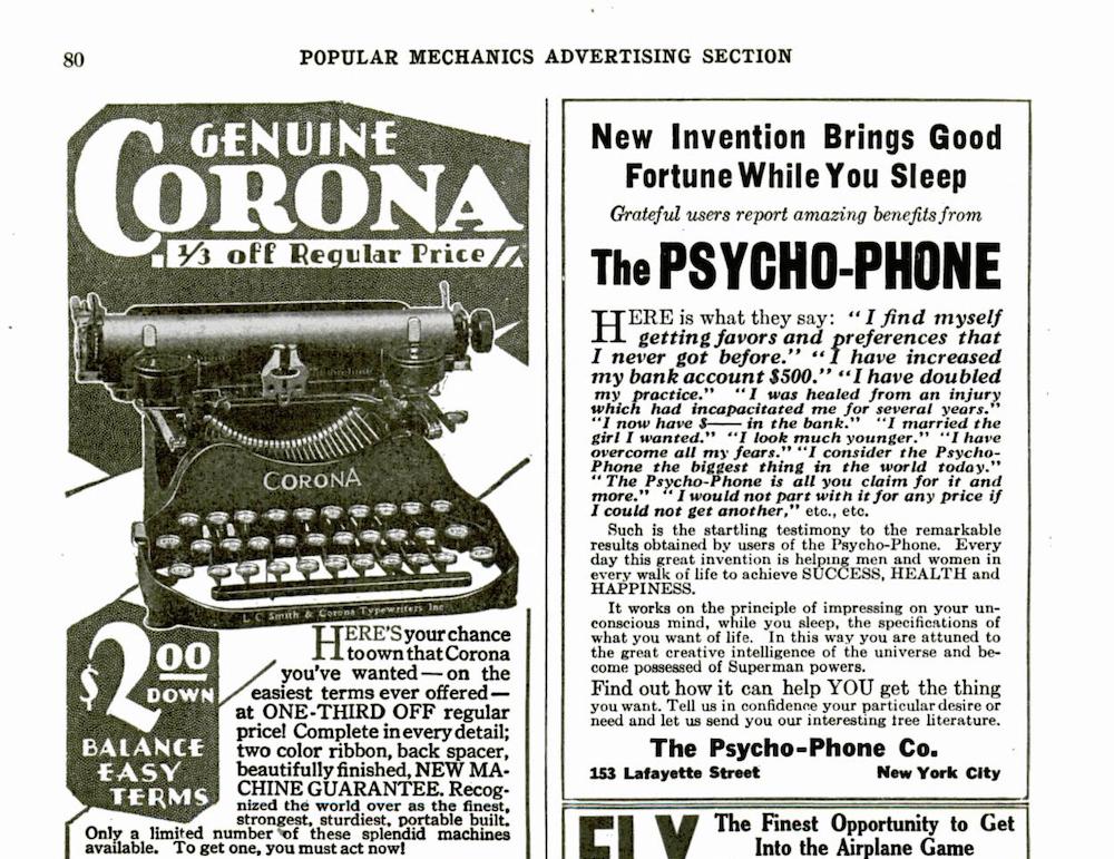 Advertisement for the Psycho Phone from 1928