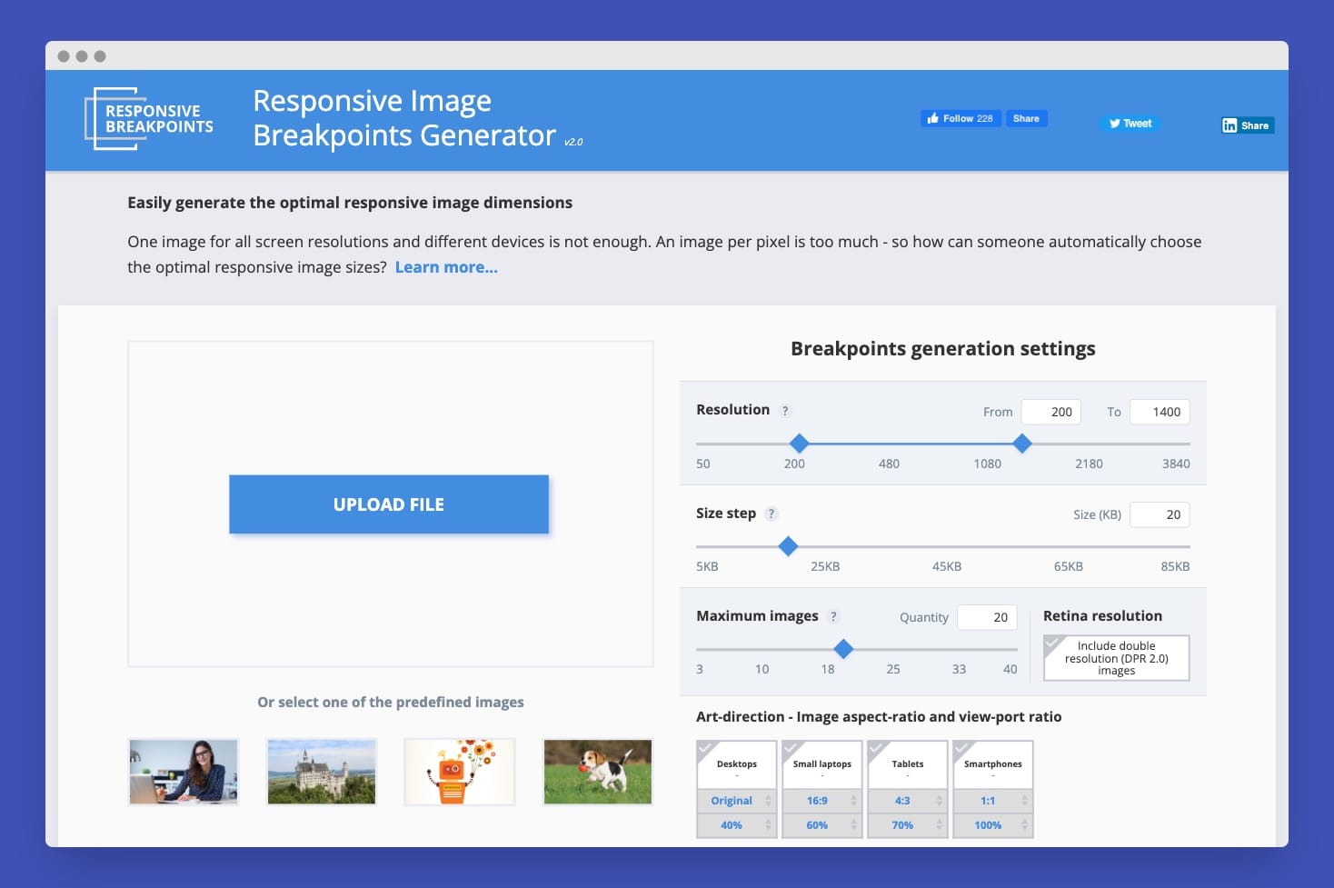 Cloudinary's breakpoint generator