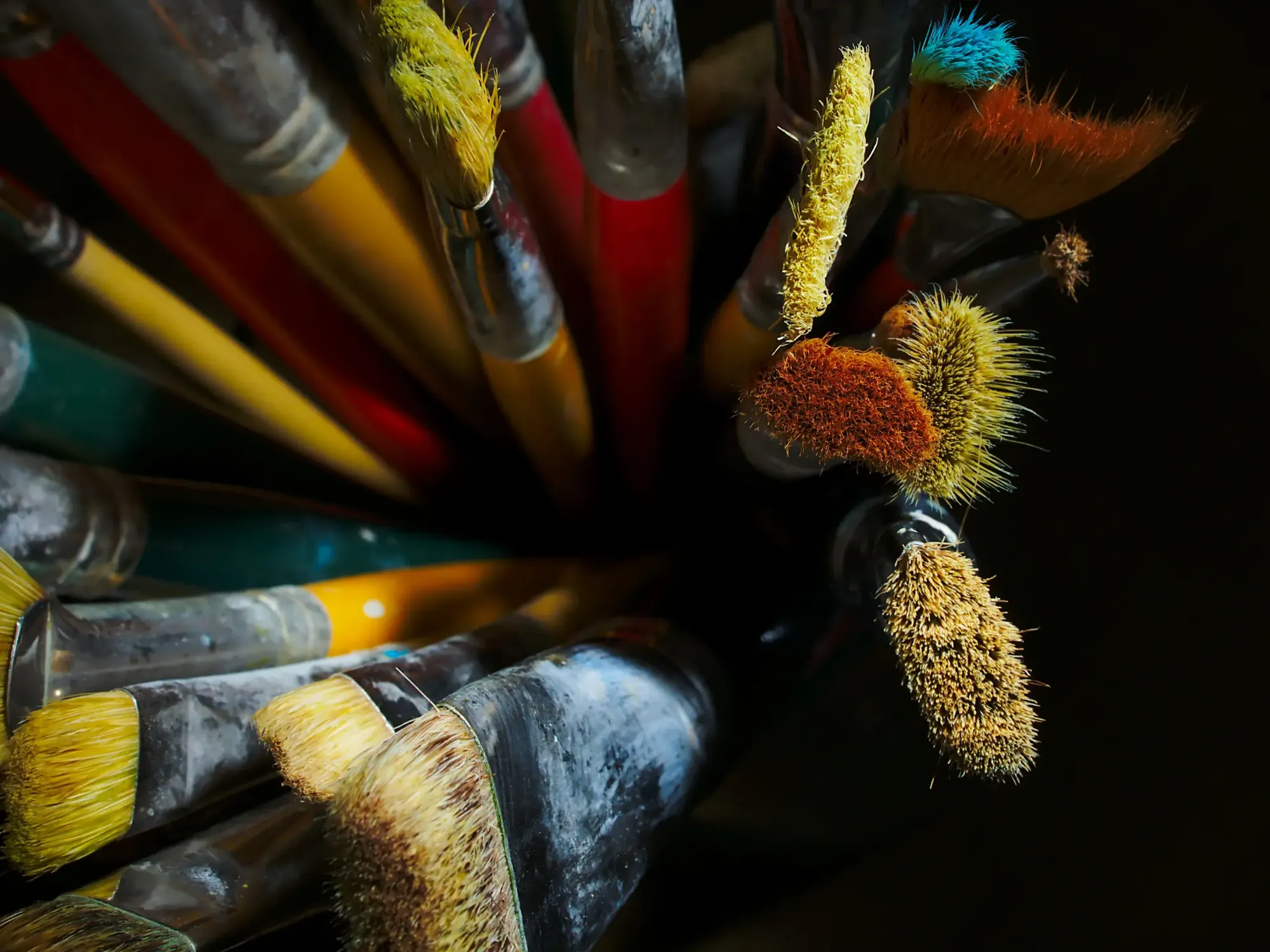 paintbrushes of different colors