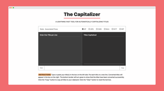 The Capitalizer website