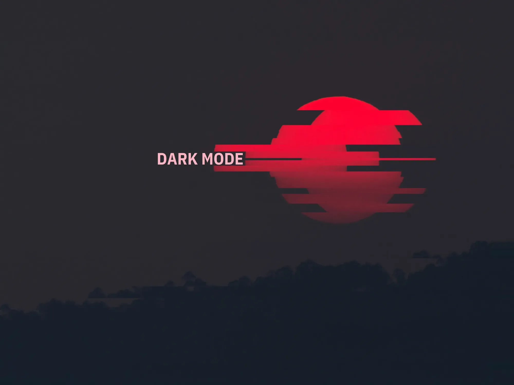 Red moon sets over darkness. Text reads Dark Mode